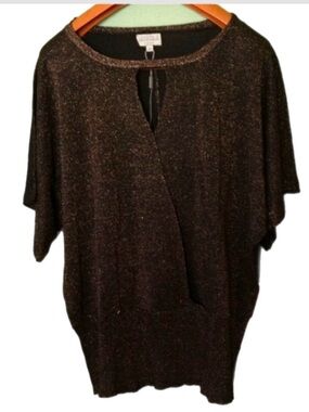 Joseph A Women’s black glittered cut out formal blouse, Size 2X